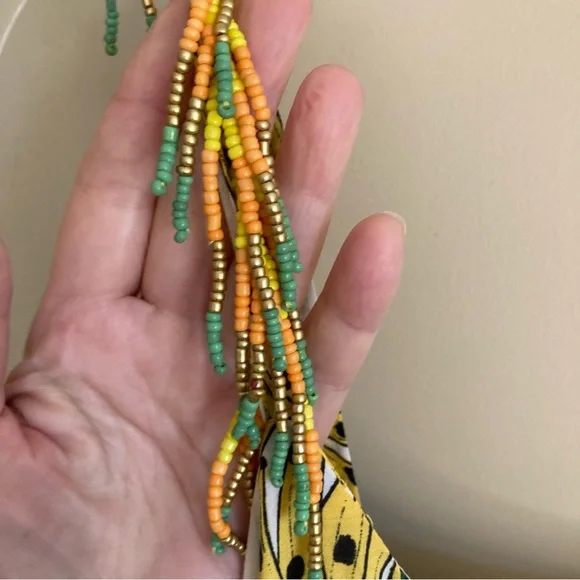 FARM Rio Mixed Prints Patch Maxi Dress Beaded Straps Tropical Fruit Size XL - Picture 9 of 16